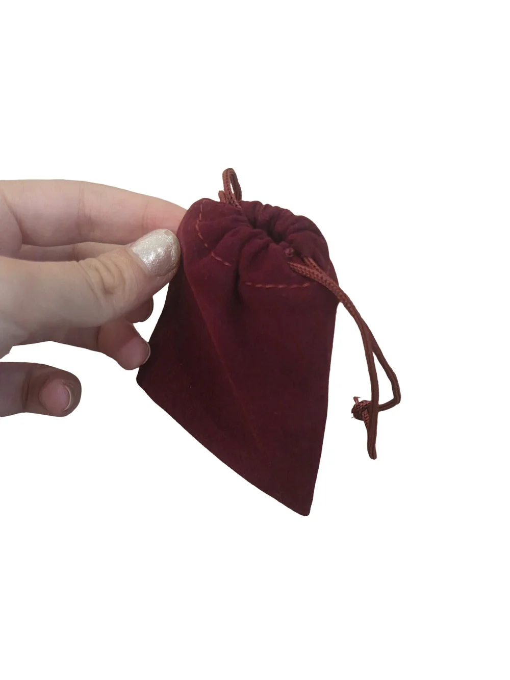Dark Red Velvet Drawstring Pouch
